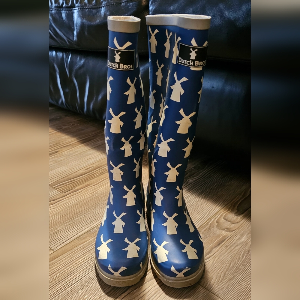 Dutch Bros Navy Windmill Women's Rain Boots